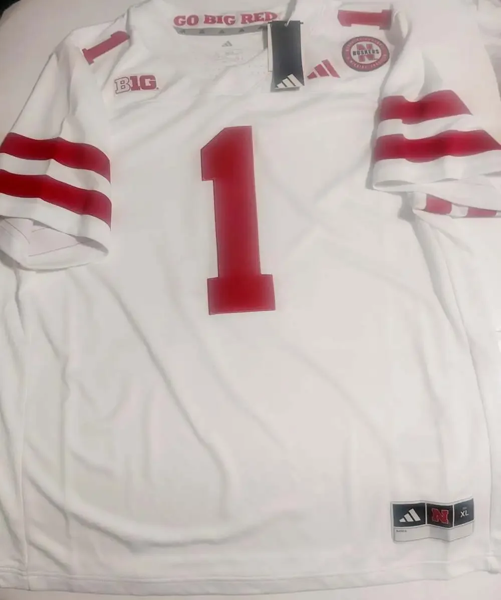 adidas Nebraska Cornhuskers Mens XL White Premier Away Football Jersey NCAA GBR